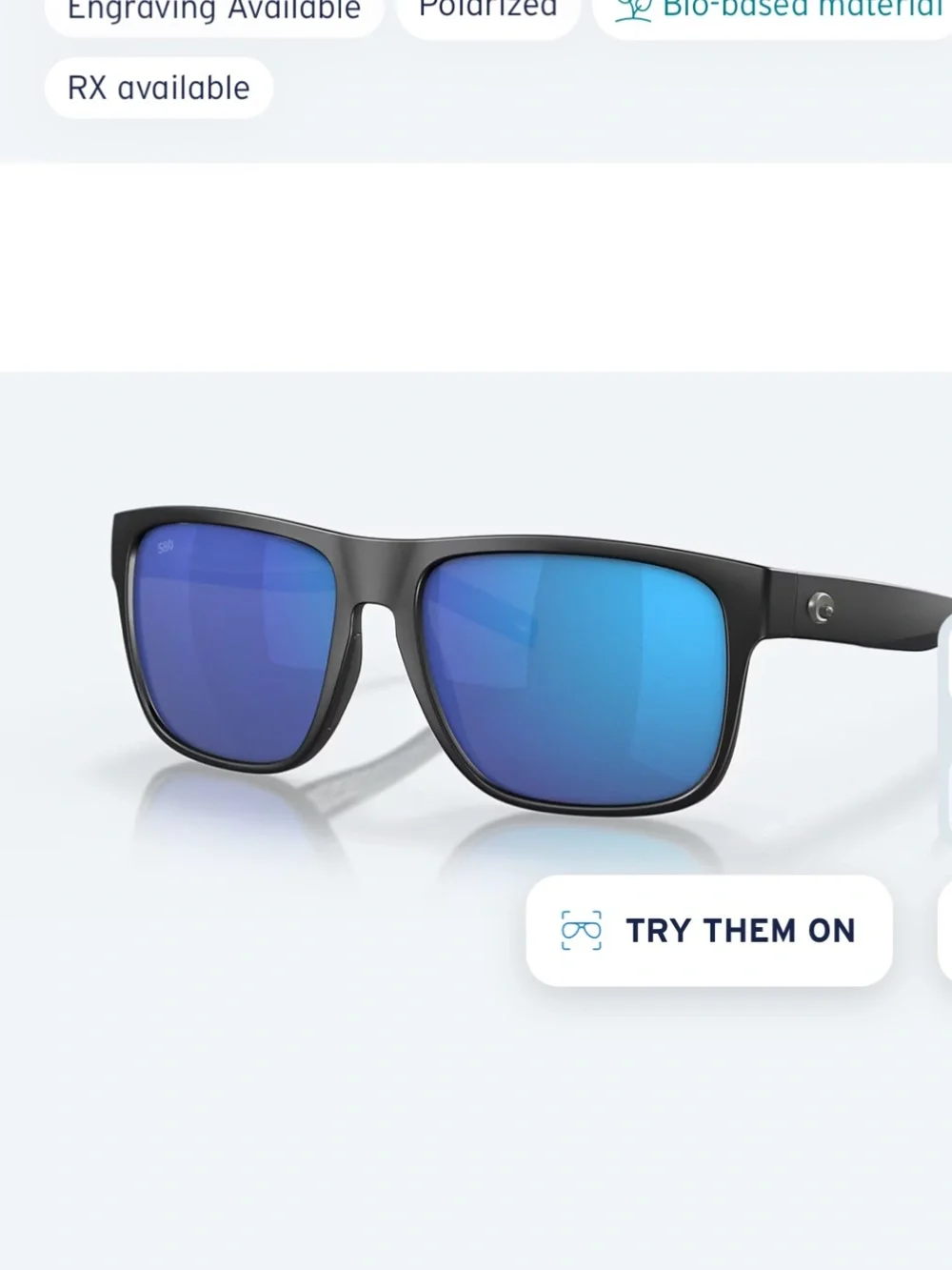 Costa Spearo XL Sunglasses — Black Frame with Blue Mirror Lenses